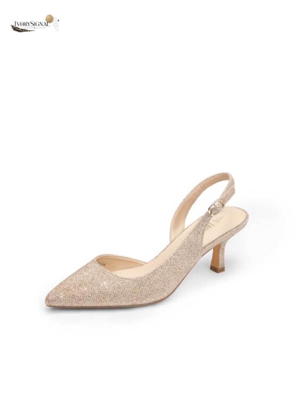 Kitten Heel Slingback Pumps for Women - Glitter Evening Wedding Party Shoes